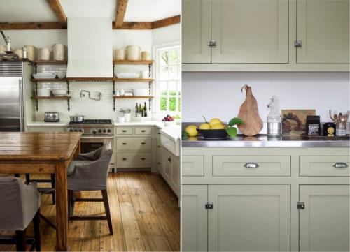 Темно зеленая кухня. Сочетание с белым цветом – универсальное и беспроигрышное