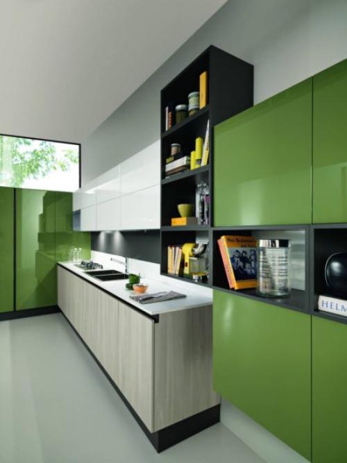 Кухня зелено коричневого цвета. Сочетание цветов для зеленой кухни.