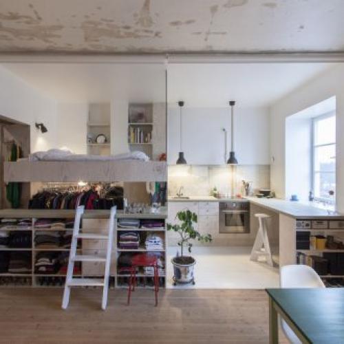 Дизайн однокомнатной квартиры для семьи из 4 человек. Из одной комнаты – две