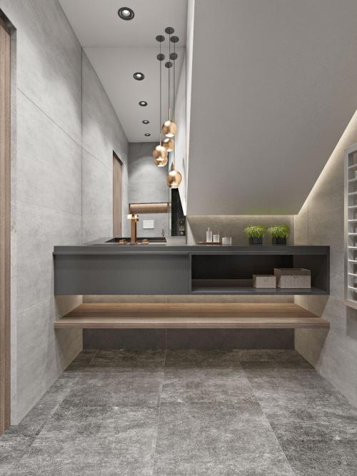 Дизайн ванной комнаты в сером цвете. Как Вам дизайн? 01