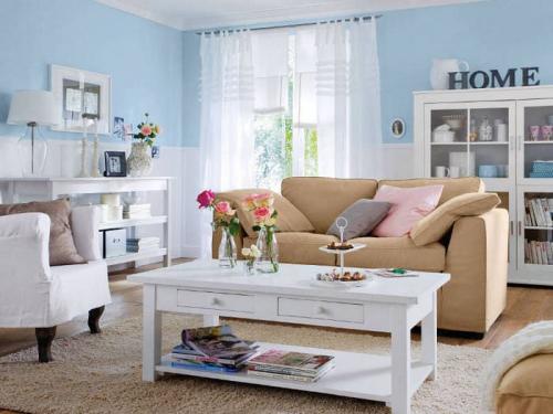 Сочетание голубого и бежевого. БЕЖЕВО-ГОЛУБАЯ ГОСТИНАЯ: АЗЫ ДИЗАЙНА И ДЕКОРИРОВАНИЯ