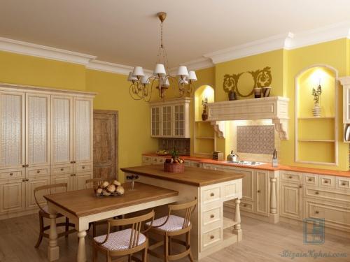 Кухня в нише гостиной с островом. Какой стиль выбрать