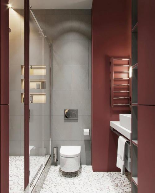 Дизайн — проект ванной комнаты в бордовом цвете ✨ 02