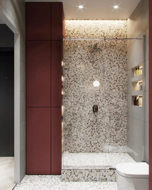 Дизайн — проект ванной комнаты в бордовом цвете ✨ 03