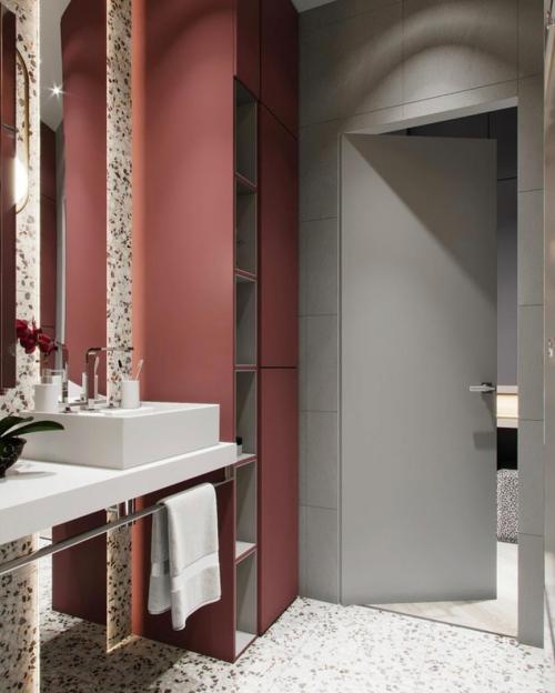 Дизайн — проект ванной комнаты в бордовом цвете ✨ 01