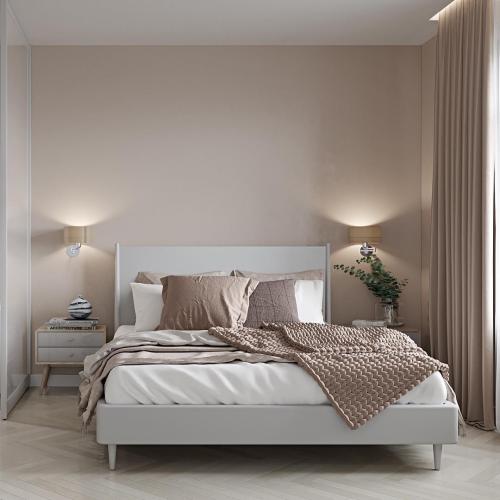 Спальня с рабочей зоной, отделенной стационарной перегородкой 02