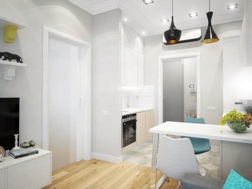 Небольшая светлая квартира с кухней — студией 08
