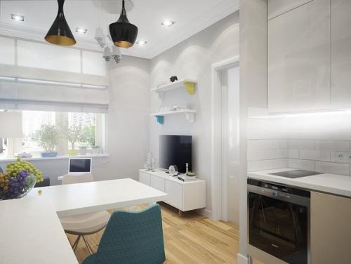 Небольшая светлая квартира с кухней — студией 01