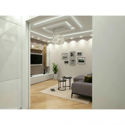 Гостиная в сером цвете. Как Вам идея дизайна? 01