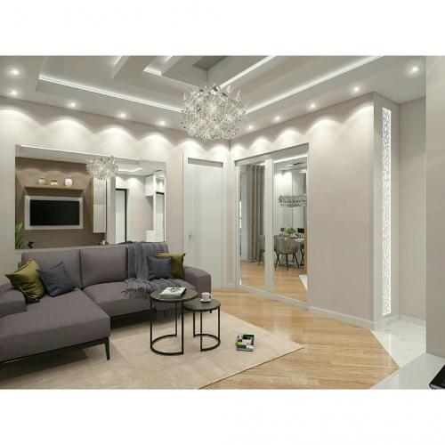 Гостиная в сером цвете. Как Вам идея дизайна? 02