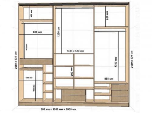 Раскрой лдсп для шкафа. Расчет размеров деталей ДСП для шкафа-купе