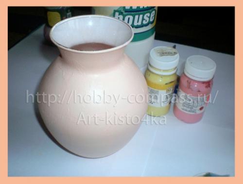 Декупаж вазы из пластиковой бутылки. Имитация фарфора