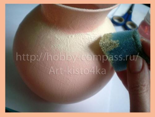 Декупаж вазы из пластиковой бутылки. Имитация фарфора