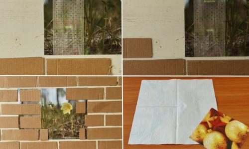 Фальш кирпич. Вариант 1 – кирпичная стена из картона.