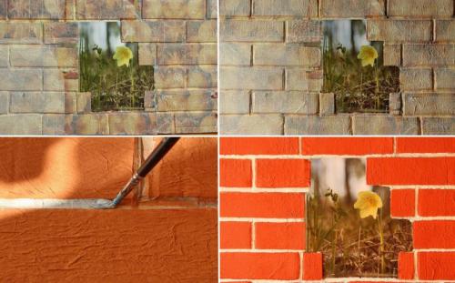 Фальш кирпич. Вариант 1 – кирпичная стена из картона.