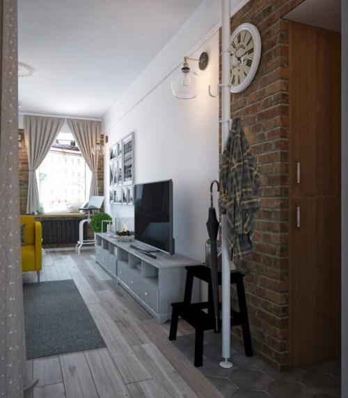 Зонирование при помощи полок в однокомнатной квартире. Как Вам такая идея? 04