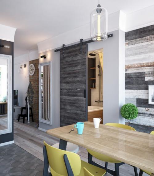 Зонирование при помощи полок в однокомнатной квартире. Как Вам такая идея? 08