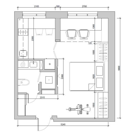 Однокомнатная квартира для молодой семьи без детей 08