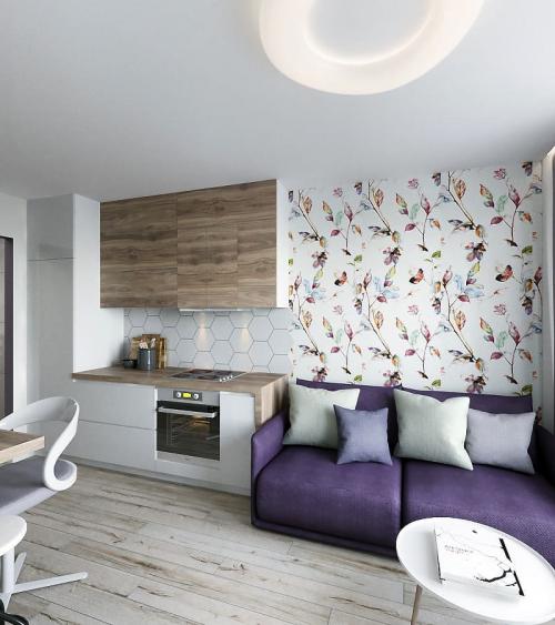 Квартира с яркими акцентами пурпурного и амазонского синего.💜💙 01