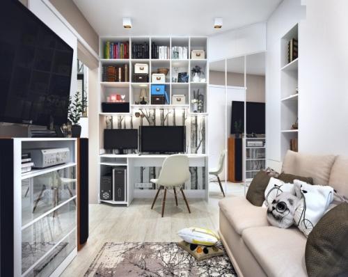 Дизайн небольшой квартиры в сером цвете 09