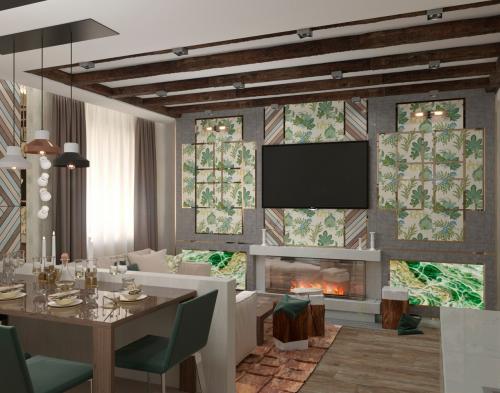 Дизайн — проект квартиры — студии с камином 04