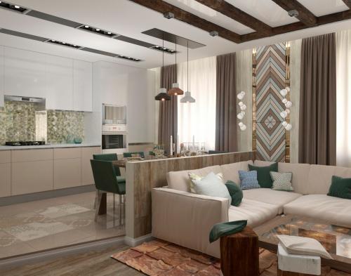 Дизайн — проект квартиры — студии с камином 01