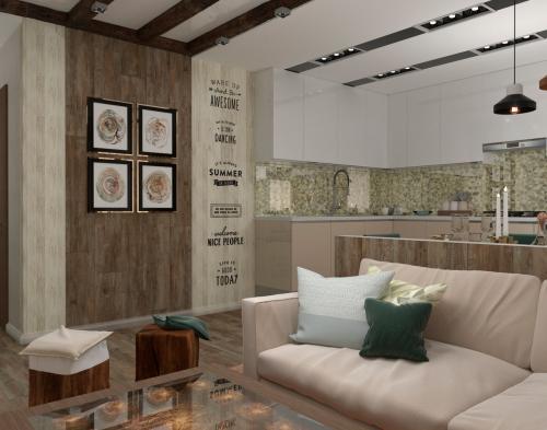 Дизайн — проект квартиры — студии с камином 07