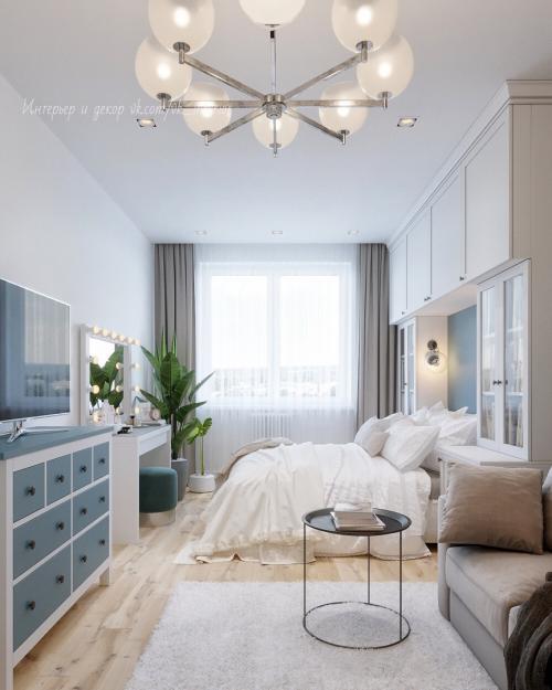 Организация спальной и гостиной зоны в однокомнатной квартире 02