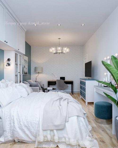 Организация спальной и гостиной зоны в однокомнатной квартире 01