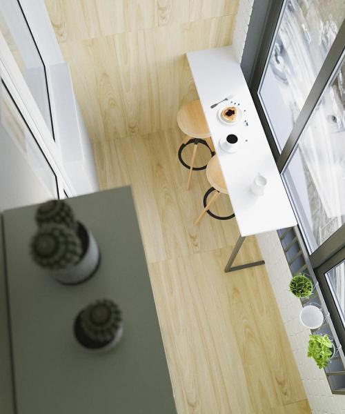 Оформление балкона насыщенным зеленым цветом 04