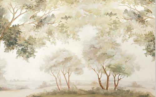 Удивительная роспись стены в гостиной 02