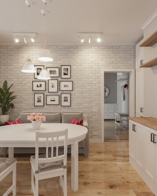 Кухня с присоединенным балконом. Какой Вариант Вам больше нравится: в белом или сером цвете? 01