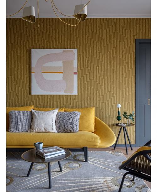 Интересный дизайн квартиры в желтом и черном цвете 01