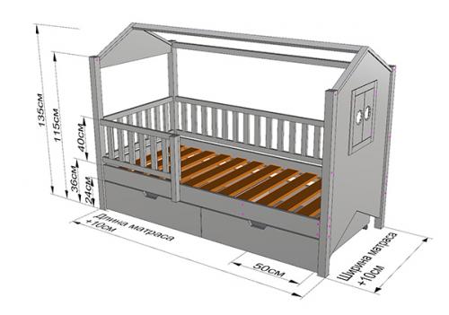 Чертежи и размеры подростковой кровати