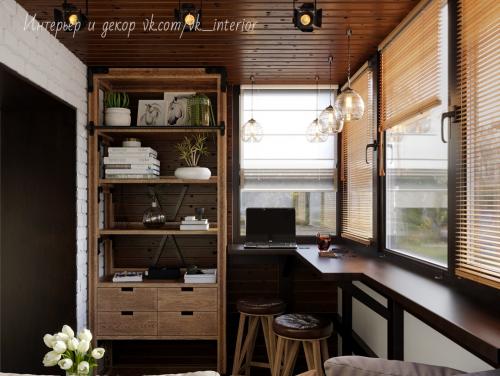 Невероятный балкон с рабочей зоной и зоной отдыха 01