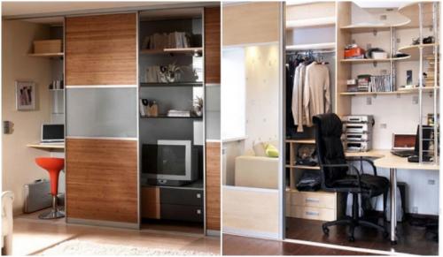 Шкаф с рабочим местом.  Домашний офис в шкафу-купе или кладовке