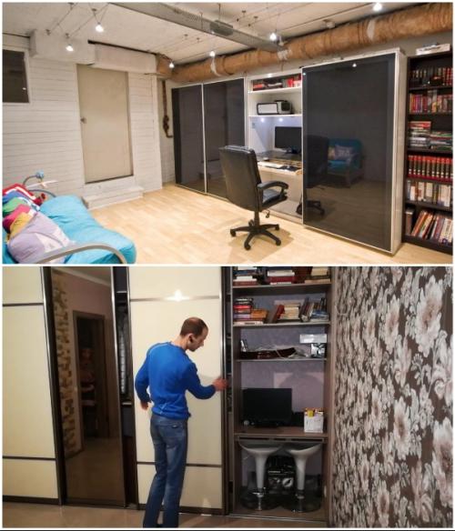 Шкаф с рабочим местом.  Домашний офис в шкафу-купе или кладовке