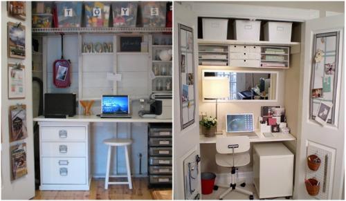 Шкаф с рабочим местом.  Домашний офис в шкафу-купе или кладовке