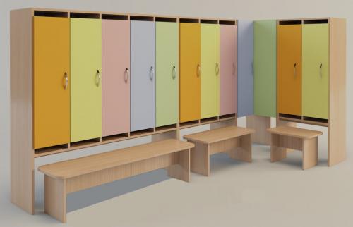 Шкафчики в раздевалку для детского сада. Разнообразие моделей