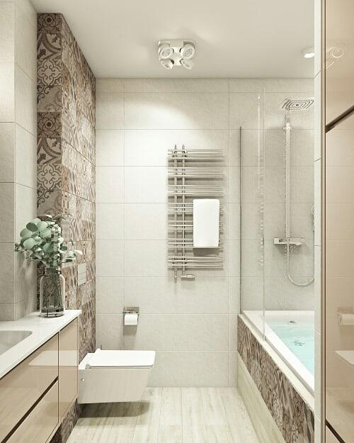 Лаконичная ванная комната в проекте квартиры в ЖК Малахит 03