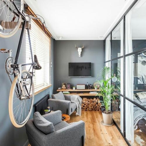 Стильный дизайн квартиры студии с мужским характером 03