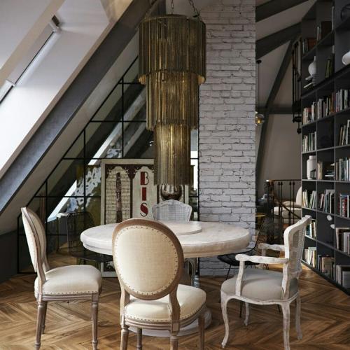 Двухуровневая квартира в стиле лофт в мансардном помещении 06