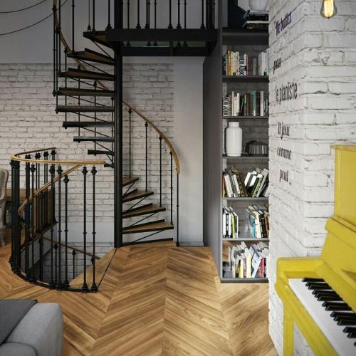 Двухуровневая квартира в стиле лофт в мансардном помещении 08