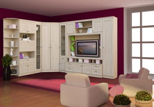 Угловые стенки в зал. Угловые гостиные