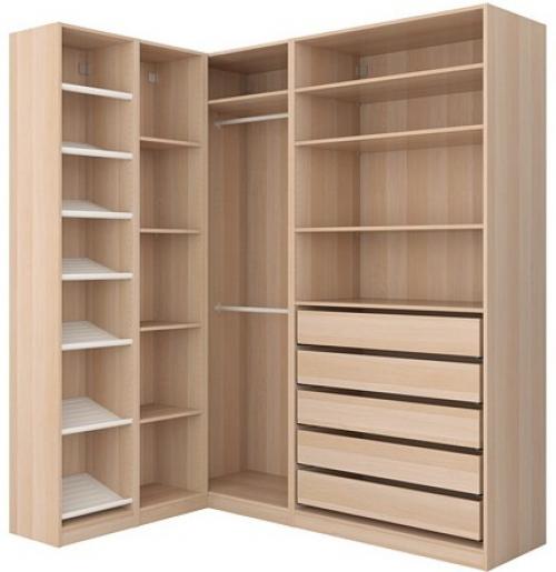 Спальня с угловым шкафом. Виды встроенных угловых шкафов