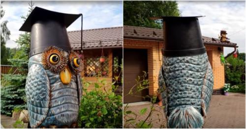 Как сделать сову из пластиковых бутылок. Все спрашивают откуда это чудо. Невероятная красота для участка из обычных пластиковых бутылок