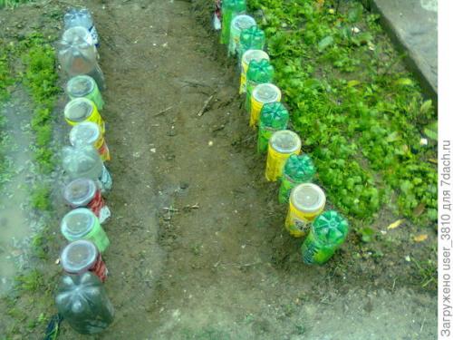 Как сделать садовые метки из пластиковых бутылок. Ограждение для грядок из пластиковых бутылок