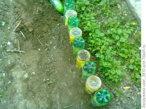 Как сделать садовые метки из пластиковых бутылок. Ограждение для грядок из пластиковых бутылок