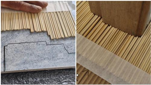 Какие инструменты мне понадобятся для создания трафарета для плитки. Копировальный шаблон из картона и деревянных шпажек