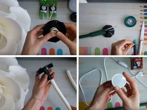 Светильник из изолона на плафоне. Электрическая часть